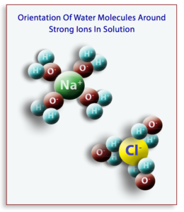 Orientation of Water Molecules Around Strong Ions in Solution